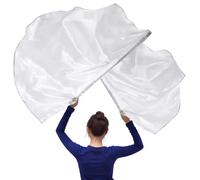 Bandiere di culto a semicerchio da 2 pezzi, bandiere di lode e danza lucida, striscione per culto a semicerchio, danza della chiesa, bandiere di lode da 140 cm con aste estensibili, argento