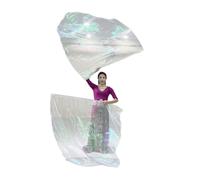 Bandiere di culto, Confezione da 2 bandiere con ali di culto a semicerchio multicolore asta scalabile for la lode della danza in chiesa(Transparent White)