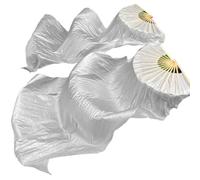 Bandiere di culto per la danza in chiesa 2 pezzi 70, 9 pollici bandiere di danza di lode simili alla seta stelle filanti veli a ventaglio bianchi con manico in bambù regolabile