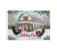 Bandiere di gallo per esterni, rustiche invernali, bandiere rosse natalizie con corda striscione resistente allo sbiadimento, decorazione per giardino, ingresso, casa, patio, campeggio, 0,6 x 0,9 m