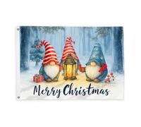 Bandiere di gnomi per esterni, lanterna natalizia natalizia con neve, bandiere decorative rosse per esterni, con occhiello, decorazione per portico anteriore, giardino, balcone, casa, 0,9 x 1,5 m
