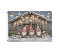 Bandiere di gnomi per esterni, luci natalizie natalizie rosse decorative per esterni, con occhielli, per giardino, ingresso, casa, patio, campeggio, 6 x 90 cm