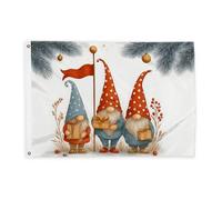 Bandiere di gnomi per esterni, regali fantasiosi di Natale, bandiere rosse con corda striscione resistente allo sbiadimento, decorazione per esterni, portico, balcone, terrazza, patio, 0,6 x 0,9 m