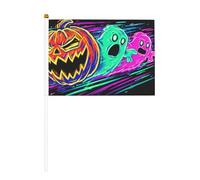Bandiere di Halloween a forma di zucca, fantasma, arancione e giallo, piccole bandiere da tenere in mano, mini bandiere su bastone per feste, attività di squadra, sfilate, decorazione per le vacanze