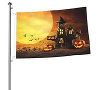 Bandiere di Halloween con zucche e castelli, 2x3 piedi, resistenti, bifacciali, per esterni, per casa, cortile, festival, decorazioni da giardino, bandiera di benvenuto