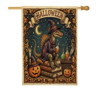 Bandiere di Halloween Spinosauruss per la casa, 71,1 x 101,6 cm, double face, per decorazioni, dinosauri, vintage, in tela, per la casa, libri, per esterni