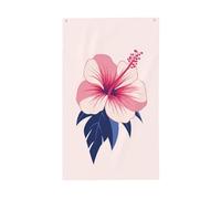 Bandiere di ibisco con fiori di ibisco su cortile rosa, striscione di auguri stagionale con occhielli per interni ed esterni, decorazioni per la casa per feste