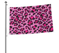 Bandiere di lusso rosa leopardate, belle e alla moda, 90 x 60 cm, con occhielli, aste portabandiera da giardino personalizzate