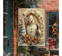 Bandiere di Natale in rilievo con motivo Pitbull in lino, verticale, 71,1 x 101,6 cm, double face, per esterni, pupazzo di neve, Natale, cuccioli, animali domestici, casa, inverno, casa, attività