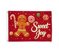 Bandiere di pan di zenzero per esterni, feste natalizie con bastoncini di zucchero lecca-lecca, bandiere rosse con corda striscione resistente allo sbiadimento, decorazione per esterni, portico