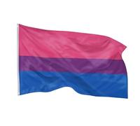 Bandiere di PHENO FLAGS - bandiera Bi, resistente alle intemperie con 2 occhielli in metallo - bandiera bisessuale colorata 90 x 150 cm, tricolore