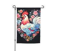 Bandiere di pollo a forma di cuore con fiori per esterni, 30,5 x 45,7 cm, stampa su entrambi i lati, bandiera da giardino per esterni, bandiera per vacanze con occhielli, bandiera per casa e cortile
