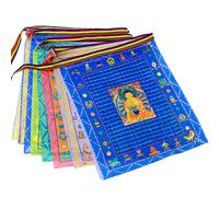 Bandiere tibetane buddiste per preghiera (40 pezzi) per meditazione all'aperto, bandiere tradizionali in raso a cinque elementi, bandiere di preghiera Lungta, 28 x 35,6 cm
