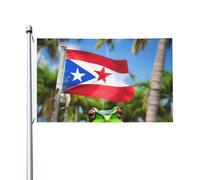 Bandiere di Puerto Rico con stampa di palme rane, bandiera da giardino per esterni, 1,5 x 1,5 m