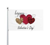 Bandiere di San Valentino con cuori leopardati e scozzesi, 3 x 5 piedi, grandi, da giardino, decorazioni per esterni, per feste in giardino