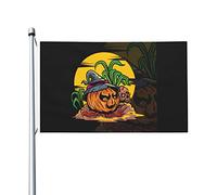 Bandiere di zucca e zombi per esterni, 3x5 piedi, bandiera in poliestere resistente bifacciale per casa, cortile, festival, decorazioni da giardino, bandiere di benvenuto