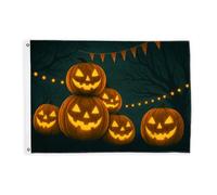 Bandiere di zucca per esterni, bandierine di Halloween stagionali Jack-O'-Lantern, bandiere decorative arancioni per esterni, con occhielli, per portico anteriore, balcone, terrazza, patio, 0,9 x 1,5