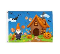 Bandiere di zucca per esterni, fantasiosa casa mago di Halloween, bandiere decorative arancioni per esterni, con occhiello, decorazione per portico anteriore, balcone, terrazza, patio, 0,6 x 0,9 m