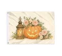 Bandiere di zucca per esterni, lanterne rustiche autunnali con rose arancioni per Halloween, bandiere decorative per esterni, con occhiello, decorazione per portico anteriore, balcone, terrazza, patio
