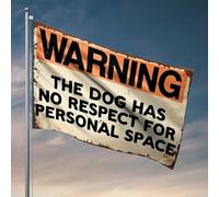 Bandiere divertenti avvertimenti: cane invade spazio personale bandiera ragazzi camera da letto decorazioni cose per la stanza dei ragazzi (60 x 90 cm)