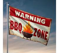 Bandiere divertenti barbecue Attenzione: griglia fiammeggiante avanti! Bandiera ragazzi camera da letto decorazioni cose per la stanza dei ragazzi (60 x 90 cm)