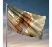 Bandiere divertenti con angelo che tiene un mazzo di fiori. Bandiere alla moda per camera ragazzi regali divertenti per capo (120 x 180 cm)