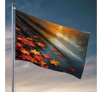 Bandiere divertenti con foglie autunnali galleggianti sull'acqua. Bandiera decorativa per la stanza, bandiera decorativa per la stanza (60 x 90 cm)