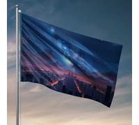 Bandiere divertenti con luci della città sotto la Via Lattea, bandiera occidentale decorazione per la casa cool bandiere per dormitorio universitario (120 x 180 cm)