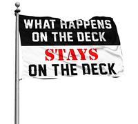 Bandiere divertenti con scritta in inglese "What Happens On The Deck Rimane On The Deck, Bandiera per la camera dei ragazzi, decorazione per la camera da letto dei ragazzi" (152 x 24