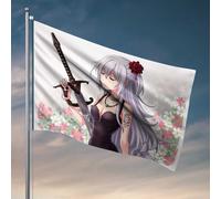 Bandiere divertenti con spada e rose: una bandiera di una storia di fantasia, decorazione per la casa occidentale, bandiere per dormitorio universitario (60 x 90 cm)