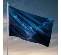 Bandiere divertenti con una strada serena notte sotto una luna piena. bandiera decorazione per la stanza bandiere country decor (152 x 244 cm)