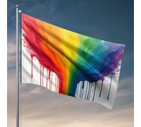 Bandiere divertenti e divertenti con motivo arcobaleno a goccia: colori vivaci che scorrono insieme, bandiera occidentale per la decorazione della casa cool bandiere per dormitorio universitario (152