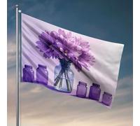 Bandiere divertenti fiori viola in un vaso di vetro con barattoli più piccoli. Bandiera da giardino Stand Man Caverna Mobili (30 x 45 cm)