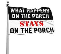 Bandiere divertenti per camera adolescenti ragazze ciò che accade sul portico rimane sul portico bandiera camper decorazione uomo grotta (120 x 180 cm)