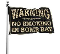 Bandiere divertenti per camera con scritta in lingua inglese "Warning No Smoking In Bomb Bay", decorazione per camper (30 x 45 cm)