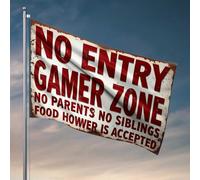 Bandiere divertenti per camera da letto adolescenti senza ingresso zona giocatore: senza genitori, senza fratelli, bandiere da appendere nella tua stanza, decorazione per camera da letto dei ragazzi