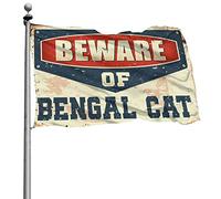 Bandiere divertenti per dormitorio con gatto Beware of Bengala, decorazione divertente per bar e casa, per uomini (60 x 90 cm)