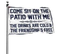 Bandiere divertenti per dormitorio con scritta "Come sit on the patio with me" (Le bevande sono fredde e l'amicizia è libera), bandiere decorative per camera da uomo per camera da letto e ragazze