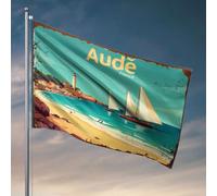 Bandiere divertenti per dormitorio universitario barche a vela sulla spiaggia di Aude, Francia. bandiera grafica bandiere per camera adolescente ragazzo decorazione camera (60 x 90 cm)