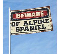 Bandiere divertenti per dormitorio universitario Beware Of Alpine Spaniel bandiera cool poster bandiere decorazione bagno (dimensioni: 152 x 244 cm)