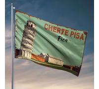 Bandiere divertenti per dormitorio universitario visita Pisa, vedere la famosa torre pendente! bandiera grafica bandiere per camera adolescente ragazzo decorazione camera (120 x 180 cm)