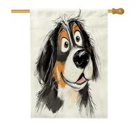 Bandiere divertenti per la casa del cane da montagna del Bernese, 71 x 101 cm, double face, per esterni, in tela verticale, con stampa di cartoni animati, bandiera per la casa, per cortile e cortile