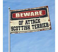 Bandiere divertenti per la stanza Beware Of Attack Scottish Terrier Flag Camper Decor Fun Stuff(30 x 45 cm)