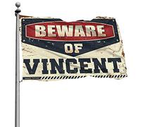 Bandiere divertenti per la stanza Guys Beware Of Vincent bandiera decorazione estiva per casa (120 x 180 cm)