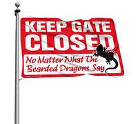 Bandiere divertenti per stanza con scritta "Keep Gate Closed No Matter What the Bearded Dragons Say Flag Camper Decor Fun Stuff" (60 x 90 cm)