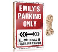Bandiere divertenti per stanza ragazzi Emily'S Parking Only cartello in legno uomo grotta decorazioni camera da letto decorazione per uomo (dimensioni: 20 x 30 cm)