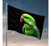 Bandiere divertenti Un pappagallo verde vibrante con un sorprendente becco rosso. Bandiera decorativa per la stanza, decorazione country (30 x 45 cm)