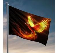Bandiere divertenti, una fenice infuocata con ali spiegate. Bandiera decorativa per la stanza, decorazione country (120 x 180 cm)