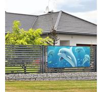 Bandiere e cartelli con delfino da appendere alla parete, bandiera con corda da appendere, 89 x 180 cm, per feste, poster per feste, per interni ed esterni, Capodanno, laurea, matrimonio, compleanno