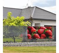 Bandiere e cartelli con fragole fresche da appendere alla parete, bandiera con corda per appenderla, 89 x 180 cm, per feste, poster per feste per interni ed esterni, Capodanno, laurea, matrimonio